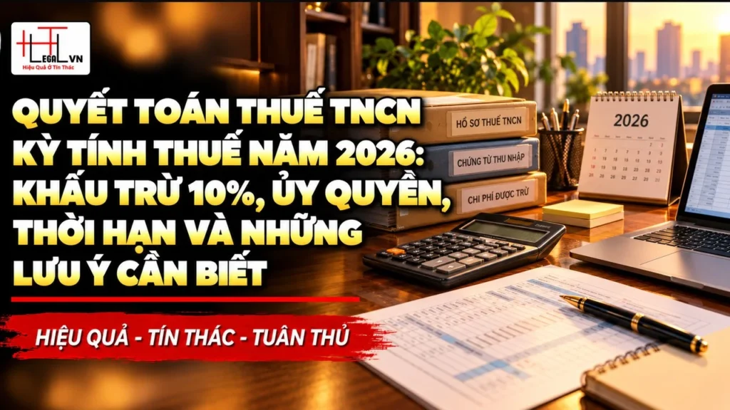 Quyết toán thuế TNCN kỳ tính thuế năm 2026: Khấu trừ 10%, ủy quyền, thời hạn và những lưu ý cần biết